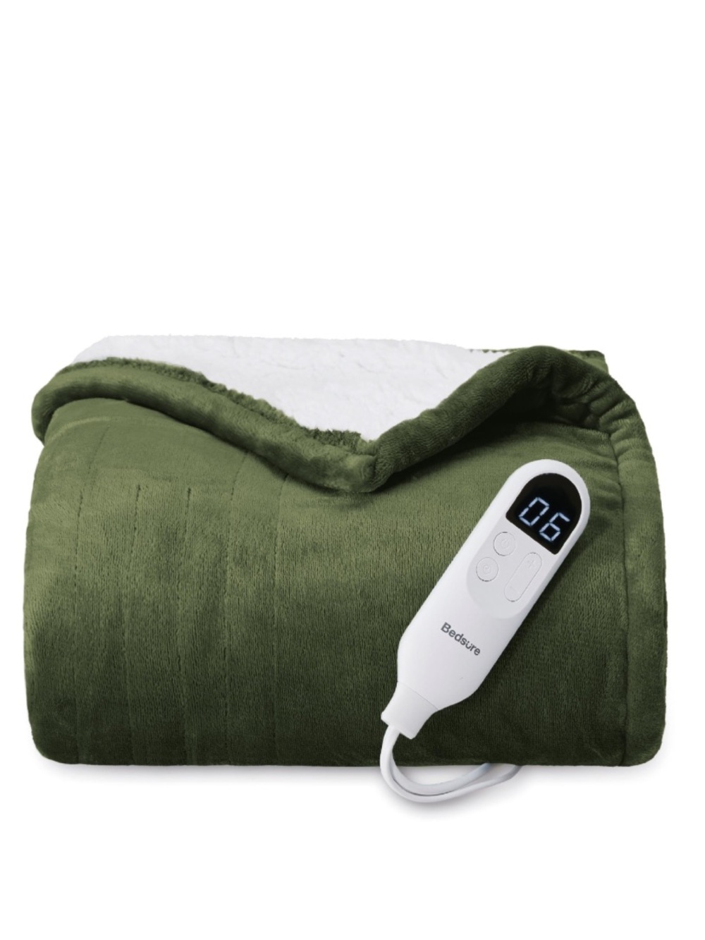 Heated Throw Soft Electric Blanket - OLIVE GREEN - Picture 9 of 11